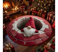 3D Rugs Optical Illusion Christmas, 3D Christmas Rugs Round Mat，F：50cm