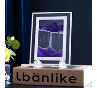 3D Sand Art Liquid Motion Lampe De Table, Art Quicksand Peinture Rectangulaire Affichage en Verre Créatif Home Office Relaxant Ambiance Bureau Sandscape Veilleuse, Purple, 7in