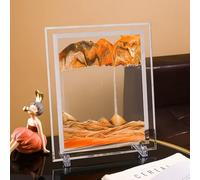 3D Sand Art Liquid Motion Lampe De Table, Art Quicksand Peinture Rectangulaire Affichage en Verre Créatif Home Office Relaxant Ambiance Bureau Sandscape Veilleuse, Yellow, 7in