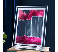 3D Sand Art Liquid Motion Lampe De Table, Art Quicksand Peinture Rectangulaire Affichage en Verre Créatif Home Office Relaxant Ambiance Bureau Sandscape Veilleuse, Pink, 10in