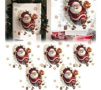 3d Santa Wall Sticker, Santa Breakthrough Wall Sticker, Large Removable Christmas Creative Decals Peel and Stick, Xmas Holiday Cartoon Clings, Breaking Through The Wall Effect(5pcs 16.93 * 19.69in)