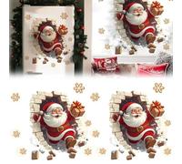 3d Santa Wall Sticker, Santa Breakthrough Wall Sticker, Large Removable Christmas Creative Decals Peel and Stick, Xmas Holiday Cartoon Clings, Breaking Through The Wall Effect(2pcs 16.93 * 19.69in)