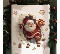 3d Santa Wall Sticker, Santa Breakthrough Wall Sticker, Large Removable Christmas Creative Decals Peel and Stick, Xmas Holiday Cartoon Clings, Breaking Through The Wall Effect(1pc 16.93 * 19.69in)