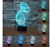 3D Saxphone Lampe Illusion d'optique Veilleuse 7 couleurs Bureau Décoration de table Lampes cadeau de Noël parfait avec