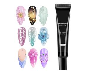 3D Sculpting Gel, Non-Sticky Nail Carved Glue, 15ml, Flexible Modelling Texture, Art Design, Long-Lasting Finish for Wedding Salon Home Formal Holiday Daily Nail Decorations and Creative Gatherings