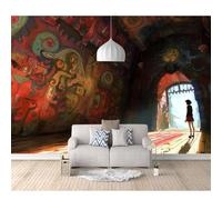 3D Self-adhesive Wallpaper for Living Room Bedroom Mysterious buildings are hand-painted in dark colors 100x70cm Dining Mural Wall Sticker Girl Decorate