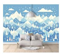 3D Self-adhesive Wallpaper Murals Cartoon mountain trees winter snow scene 100x70cm Photo Pattern Stickers Home Room Wall Poster Decoration for Living Office Bedroom Dining Art