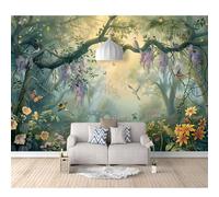 3D Self-adhesive Wallpaper Murals Vintage rainforest bird tree landscape 100x70cm Photo Wall Stickers Effect Decoration Boys Girls for Bedroom Living Room Posters