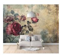 3D Self-adhesive Wallpaper Murals Vintage rose floral text 100x70cm Photo Wall Mural Effect Decoration Self-adhesive Wallpaper Living Room for Bedroom Posters Art