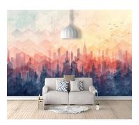 3D Self-adhesive Wallpaper Murals Watercolor geometry cityscape colorful 100x70cm Photo Wall Stickers Effect Decoration Boys Girls for Bedroom Living Room Posters
