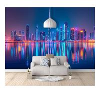 3D Self-adhesive Wallpaper Reflection of modern city buildings at night 100x70cm Living Room TV Wall Bedroom Large murals Custom 3d Self-adhesive Wallpaper living room the wall for bedroom Mural