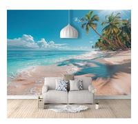 3D Self-adhesive Wallpaper Wall Mural Beach, coconut trees, sea, natural landscape 100x70cm Posters Sticker Border Bedroom Photo