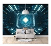 3D Self-adhesive Wallpaper Wall Mural Optical illusion of dark space station passages 100x70cm Posters Sticker Border Bedroom Photo
