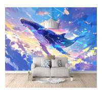 3D Self-adhesive Wallpaper Whales are beautiful marine animals 100x70cm Mural Wall Sticker Girl Decorate