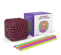 3D Sensory Activity Cube,Sensorielles Anti-Stress en Silicone, 6-in-1 Jouet Fidget Silencieux avec 15 Strings Tactile, Cube Sensorielle d'Activité Texturée pour Gestion du Stress TDAH Autisme (Rouge)
