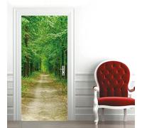 3D Sentier Forestier Vert 77 X 200 Cm Papier Peint Auto-Adhésif Porte Murale Amovible Vinyle Décor À La Maison Art Décalque En Bois Paysage Mur Affiche Porte Autocollants - Photos De Porte -