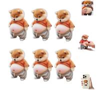 3D Shiba Inu Dog Belly Sticker,Super Soft Silicone Anti-Collision Sticker, 3D Dog Belly Stickers, Decorative Fun Stickers for Adults Party Favor Decals Gift (6C)