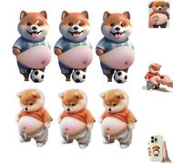 3D Shiba Inu Dog Belly Sticker,Super Soft Silicone Anti-Collision Sticker, 3D Dog Belly Stickers, Decorative Fun Stickers for Adults Party Favor Decals Gift (6F)