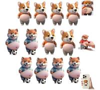 3D Shiba Inu Dog Belly Sticker,Super Soft Silicone Anti-Collision Sticker, 3D Dog Belly Stickers, Decorative Fun Stickers for Adults Party Favor Decals Gift (12C)