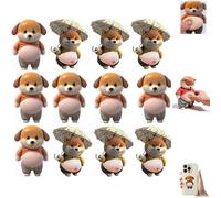 3D Shiba Inu Dog Belly Sticker,Super Soft Silicone Anti-Collision Sticker, 3D Dog Belly Stickers, Decorative Fun Stickers for Adults Party Favor Decals Gift (12B)