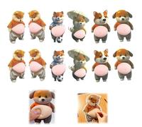 3D Shiba Inu Dog Belly Sticker,Super Soft Silicone Anti-Collision Sticker for Home Aesthetics,Cute Puppy Wearing Orange Outfit Stickers,Big Dog Belly Stickers for Phones Car Home Decor (12PCS)