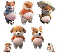 3D Shiba Inu Dog Belly Stickers,Super Soft Silicone Anti-Collision Sticker,Cute Cartoon Big Belly Puppy Decor Protectors Stickers,Stress Relief Toy for Phones,Cars & Home Use (5PCS)