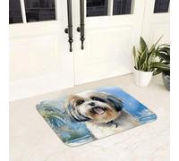 3D Shih Tzu on The Beach Paillassons Anti-dérapants Tapis de Bain Super absorbants Tapis d’entrée Cuisine Tapis de Chambre Tapis extérieurs - 40x60cm