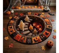 3D Skeleton Bottomless Illusion Rug | Spooky Halloween Home Decor，16" x 16" | Soft non-slip fabric indoor round decor. Perfect for living room, kitchen or bathroom. Features a spooky depth pattern.