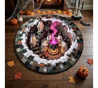3D Skeleton Bottomless Illusion Rug | Spooky Halloween Home Decor，31" x 31" | Soft non-slip fabric indoor round decor. Perfect for living room, kitchen or bathroom. Features a spooky depth pattern.