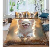 3D Skin-Friendly Microfiber cute dog running Comforter Cover Soft Bedding Set w/ Pillow Shams animal photography Bed Quilt Cover All Season, Easy Care, Kids Teens Boys Girls Double（200x200cm）