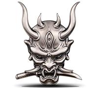3D Skull Emblème Fangs Fangs Warrior Skull Samurai Warrior Metal Car Sticker Japonais Samouraï Decal Emblème pour voiture moto
