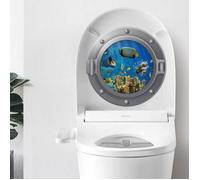 3D sous La Fenêtre de La Mer Vue Sticker Mural Sous-Marin Hublot Océan Monde Autocollant Mural Sous-Marin Vie Marine Art Mural