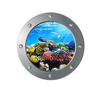 3D sous La Fenêtre de Vue Sticker Mural Sous-Marin Océan Monde Autocollant Mural Sous-Marin Vie Marine Art Mural Décoration pour Chambre D'enfant Chambre D'enfants