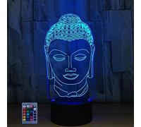3D Statue de Bouddha LED Lampe Art Déco Lampe Lumières LED Décoration Lumière Contrôle à distance 7/16 Couleurs Change Alimenté par USB Enfants Cadeau Anniversaire Noël Cadeau