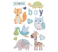 Rayher 50083358 3D sticker en papier Bébé, bleu layette, 14pces, avec effets, sct.-LS