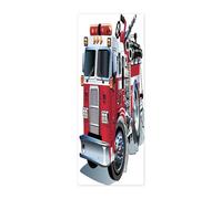 3d Sticker Porte Camion de pompiers rouge L100 x H200cm Stickers Muraux DéCoration De La Maison Autocollant Mural Autocollant D'Art Chambre Salon Affiche Amovible