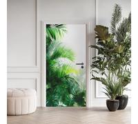 3D Sticker Porte Feuilles de Palmier 85x200cm, Jungle Tropical Autocollant Trompe l’Oeil Auto-Adhésif Amovible, Vinyle Sticker Muraux Chambre Salon Décoration