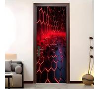 3D Sticker Porte Intérieur Sticker 83x205 cm 3d Science-Fiction Nid D'Abeilles GéOméTrie DIY Autocollant Porte Amovible Imperméable Stickers Muraux Noir Papier peint photo Auto-adhésif Cuisine Chambre