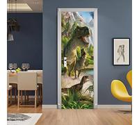 3d Sticker Porte Trompe L'oeil Dinosaure Stickers Muraux DéCoration De La Maison Autocollant Mural Autocollant D'Art Chambre Salon Affiche Amovible,77x200cm