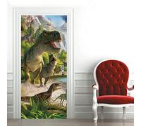 3d Sticker Porte Trompe L'oeil Dinosaure Stickers Muraux DéCoration De La Maison Autocollant Mural Autocollant D'Art Chambre Salon Affiche Amovible,90x200cm