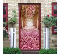 3d Sticker Porte Trompe L'oeil Fleurs De Cerisier Stickers Muraux DéCoration De La Maison Autocollant Mural Autocollant D'Art Chambre Salon Affiche Amovible,95x215cm