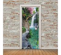 3d Sticker Porte Trompe L'oeil Paysage Stickers Muraux DéCoration De La Maison Autocollant Mural Autocollant D'Art Chambre Salon Affiche Amovible,90x200cm