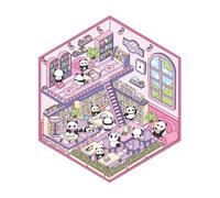 3D Sticker Scene, Panda Theme Landscape Stickers Scene, High-Adhesive Scratch-Resistant Design, Creative Educational Craft Use, Ideal for Home Decor, Laptop, or Journaling, 4.92x5.91 inches