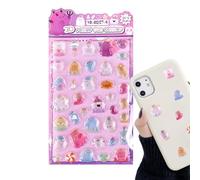 3D Stickers - 15cm Cute Stickers | CrystalStickers Self Adhesive PVC Paper Waterproof Decorative Sheet - Cartoon Animal Relief Design | Diary DIY Phone Crafts Kids Girls