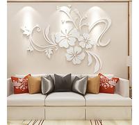 3D Stickers Fleurs Miroir Muraux Rose Flower Vine Sticker DIY Elegant Ecologiques Decoration Autocollants pour chambre Decoration de salon TV Fleur Mirrord Stickers