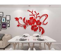 3D Stickers Fleurs Miroir Muraux Rose Flower Vine Sticker DIY Elegant Ecologiques Decoration Autocollants pour chambre Decoration de salon TV Fleur Mirrord Stickers