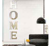 3D Stickers Miroir Mural Autocollant Miroir Decoratif Miroir Créatif DIY Miroir Sticker Mural Miroir Acrylique Lettré pour Maison Chambre à Coucher Salon Décoration (Argenté Home)