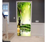 3d Stickers Porte Bambou Auto-AdhéSif Mural DéCoration De La Maison Stickers Muraux Chambre Salon Amovible Affiche Art Autocollants-77x200 cm