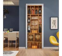 3D Stickers Porte Cave À Vin Casier À Vin Bar 77 X 200 Cm Auto-Adhésif Mural Décoration De La Maison Stickers Muraux Chambre Salon Affiche Amovible Art Autocollants - Photos De Porte - Peint