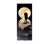 3d Stickers Porte Couple de lune L77 x H200cm 3d Sticker Porte En Bois Auto-AdhéSif Mural De La Maison Stickers Muraux Chambre Salon Affiche Amovible Art Autocollants